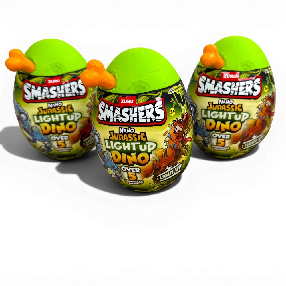 Smashers Nano Jurassic Light-Up Dino Egg Toy Set of 3 Mystery  Surprises